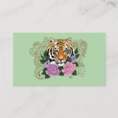 Tijger Henna roze paarse bloemen Visitekaartje (Voorkant)