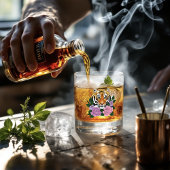Tijger Henna roze paarse bloemen Whisky Glas