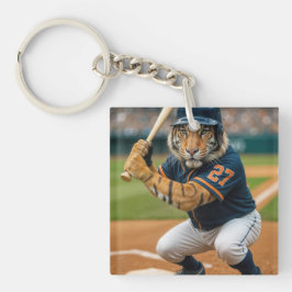 Tijger honkbalspeler #27 aan slag sleutelhanger
