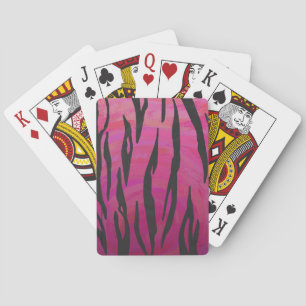 Tijger Hot Pink en Zwart Print Pokerkaarten