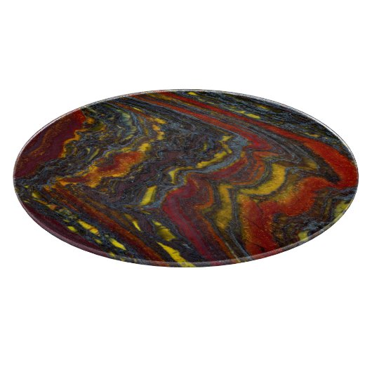 tijger ijzer in rood, geel, blauw snijplank (Hoek)