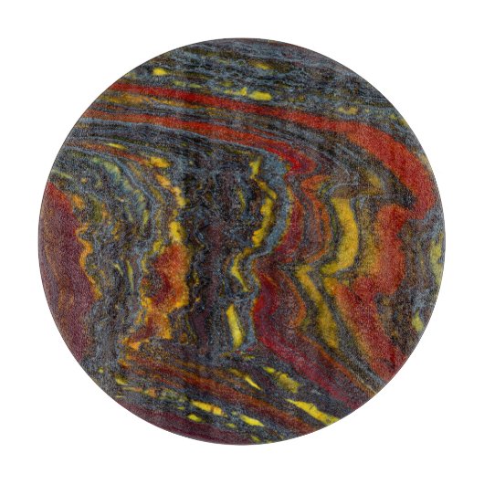 tijger ijzer in rood, geel, blauw snijplank (Voorkant)