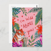 Tijger... ik ben gek op je roze Valentijnsdag Kaar Briefkaart (Voorkant / Achterkant)