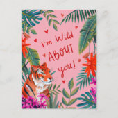 Tijger... ik ben gek op je roze Valentijnsdag Kaar Briefkaart (Voorkant)