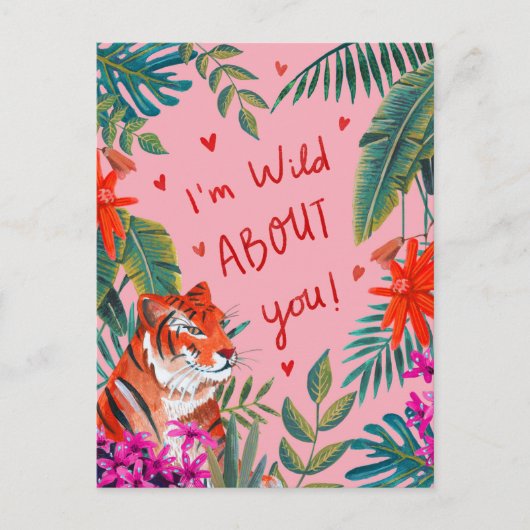 Tijger... ik ben gek op je roze Valentijnsdag Kaar Briefkaart (Voorkant)