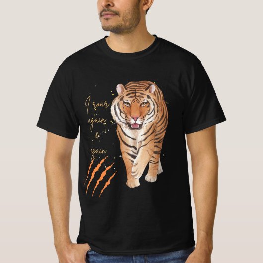 Tijger- Ik brullen keer op keer t-shirt (Voorkant)
