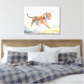 Tijger in actie 2 canvas afdruk (Insitu (Slaapkamer))