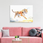 Tijger in actie 2 canvas afdruk (Insitu (Woonkamer))