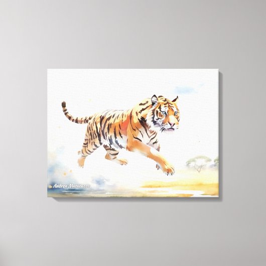 Tijger in actie 2 canvas afdruk (Voorkant)