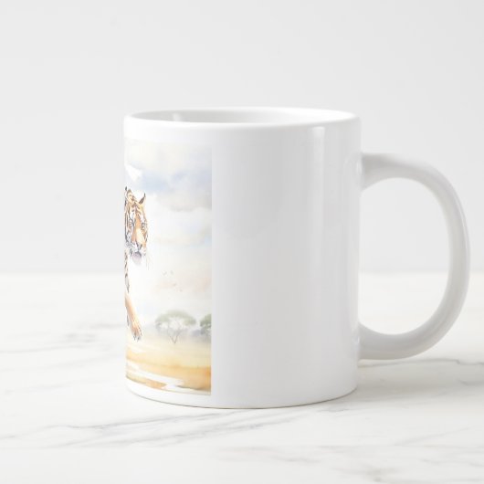 Tijger in actie 2 grote koffiekop (Rechts)