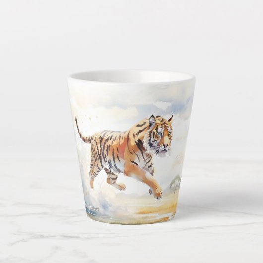 Tijger in actie 2 latte mok (Voorkant)