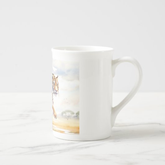 Tijger in actie 2 porselein kop (Rechts)