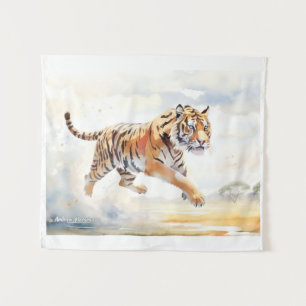 Tijger in actie 2 wandkleed