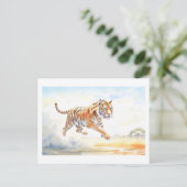 Tijger in actie 3 briefkaart (Staand voorkant)