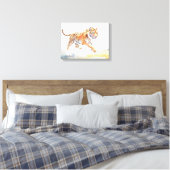Tijger in actie 3 canvas afdruk (Insitu (Slaapkamer))