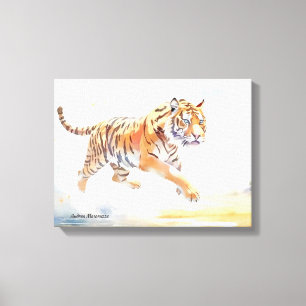 Tijger in actie 3 canvas afdruk