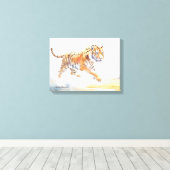 Tijger in actie 3 canvas afdruk (Insitu (Houten vloer))