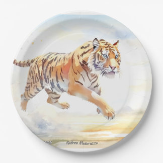 Tijger in actie 3 papieren bordje