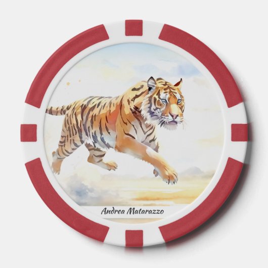 Tijger in actie 3 poker chips (Voorkant)