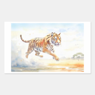 Tijger in actie 3 rechthoekige sticker