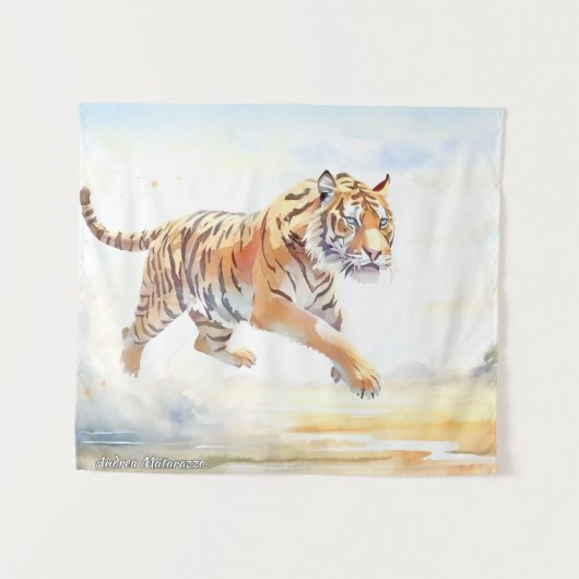 Tijger in actie 3 wandkleed (Voorkant (horizontaal))