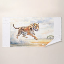 Tijger in actie bad handdoek