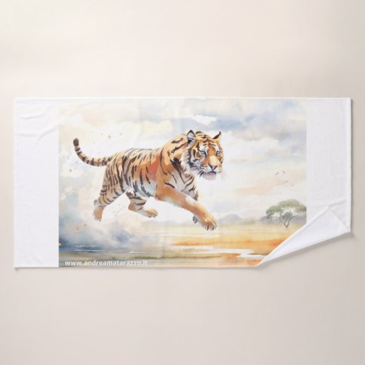 Tijger in actie bad handdoek (Badhanddoek)