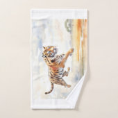Tijger in actie bad handdoek (Handdoek)