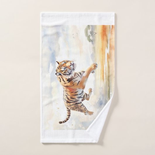 Tijger in actie bad handdoek (Handdoek)