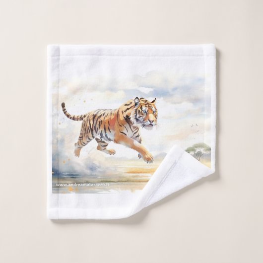 Tijger in actie bad handdoek (Wasdoekje)