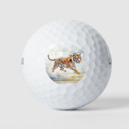 Tijger in actie golfballen