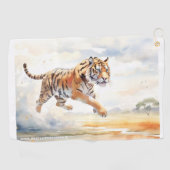 Tijger in actie golfhanddoek (Horizontaal)