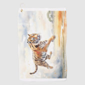 Tijger in actie golfhanddoek (Voorkant)