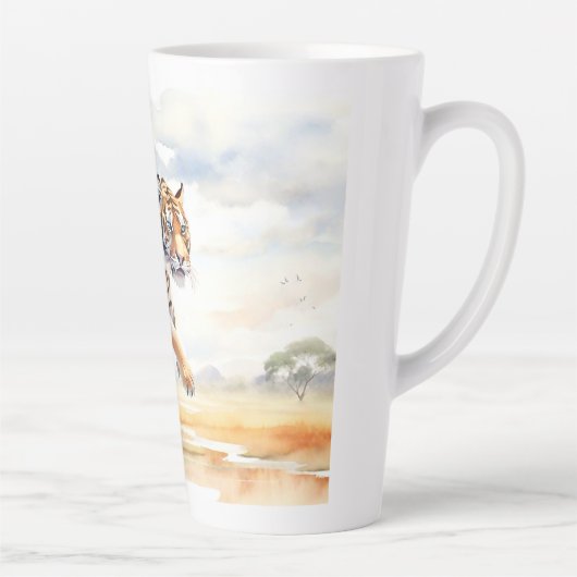 Tijger in actie latte mok (Rechts)