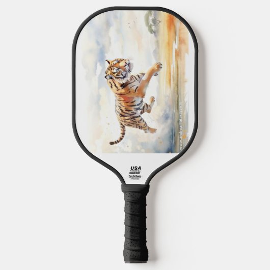 Tijger in actie pickleball paddle (Voorkant)