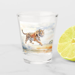 Tijger in actie shot glas