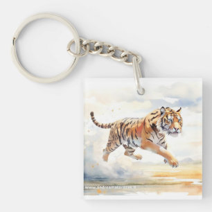 Tijger in actie sleutelhanger