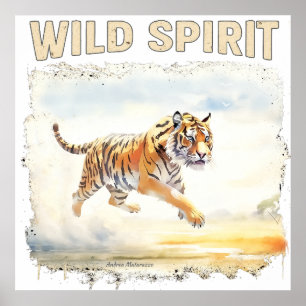Tijger in Actie - Wilde Geest Poster