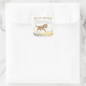 Tijger in Actie - Wilde Geest Vierkante Sticker (Tas)