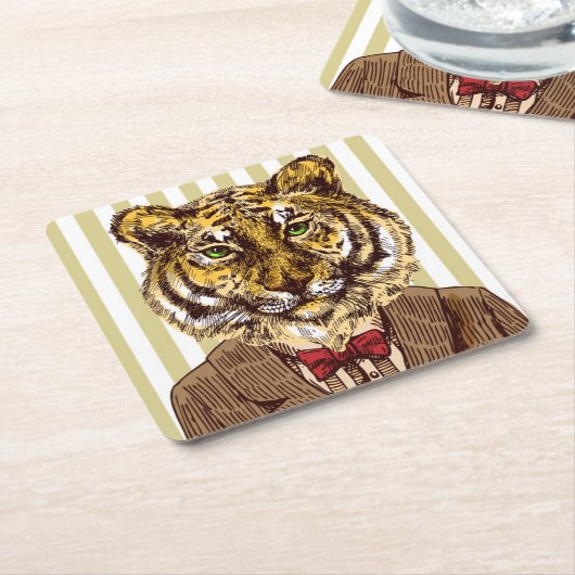 Tijger in avond Draag Kartonnen Onderzetters (Schuin)