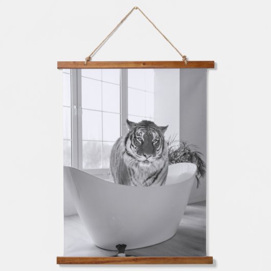 Tijger in Bathtub Bathroom Art Fun Animal Hangend Wandkleed (Voorkant)