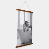 Tijger in Bathtub Bathroom Art Fun Animal Hangend Wandkleed (Gebogen)