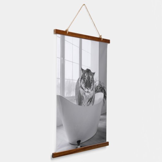Tijger in Bathtub Bathroom Art Fun Animal Hangend Wandkleed (Gebogen)