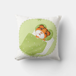 Tijger in bedillustratie kinder kinderachtige afdr kussen