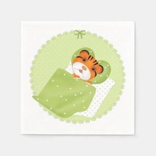 Tijger in bedillustratie kinder kinderachtige afdr servet