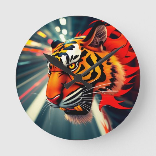 tijger in beweging ronde klok (Voorkant)