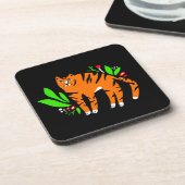 Tijger in bloemen bier onderzetter (Linkerzijde)
