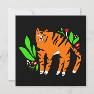 Tijger in bloemen kaart