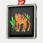Tijger in bloemen metalen ornament (Links)