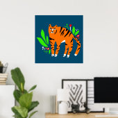 Tijger in bloemen poster (Thuiskantoor)